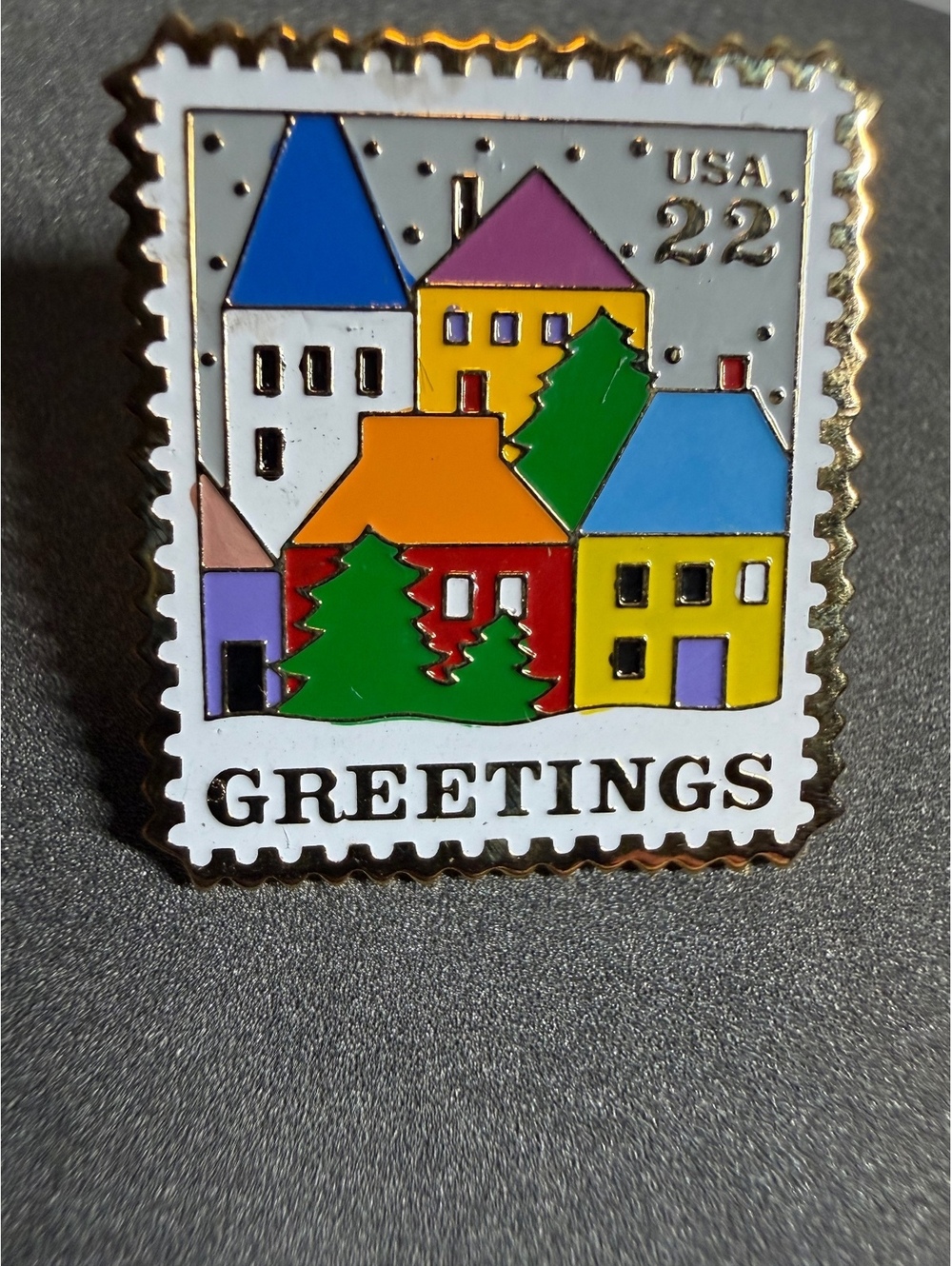 Greetings USA 22 cent stamp pin